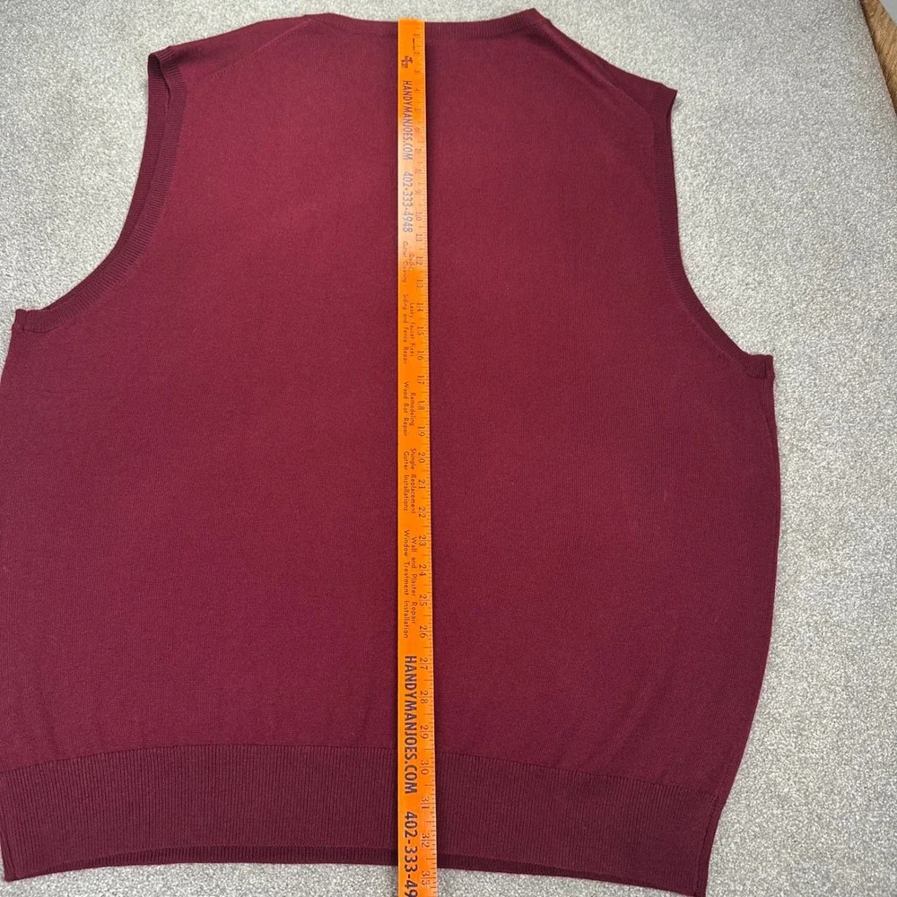 Kallspin Mens 3XL Tall Burgundy V Neck Sweater‎ Vest Sleeveless Pullover